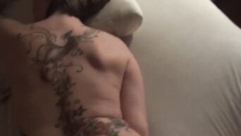 A homemade blowjob and a vaginal fucking tattooed couple