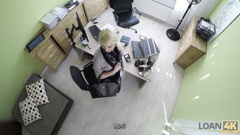 Blonde gets fucked on desk to get job