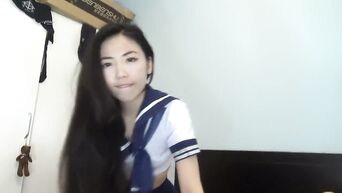 Japanese schoolgirl first saw such big dick