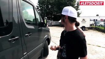 LETSDOEIT - Thicc German Blonde Rides a Big Cock In The Car