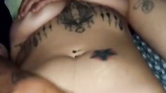 Amateur porn: Tattooed Korean MILF with big tits masturbates