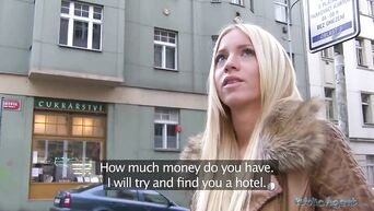 Street pick up and public sex with young blonde for money