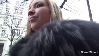 German pickup in street and sex with young blonde